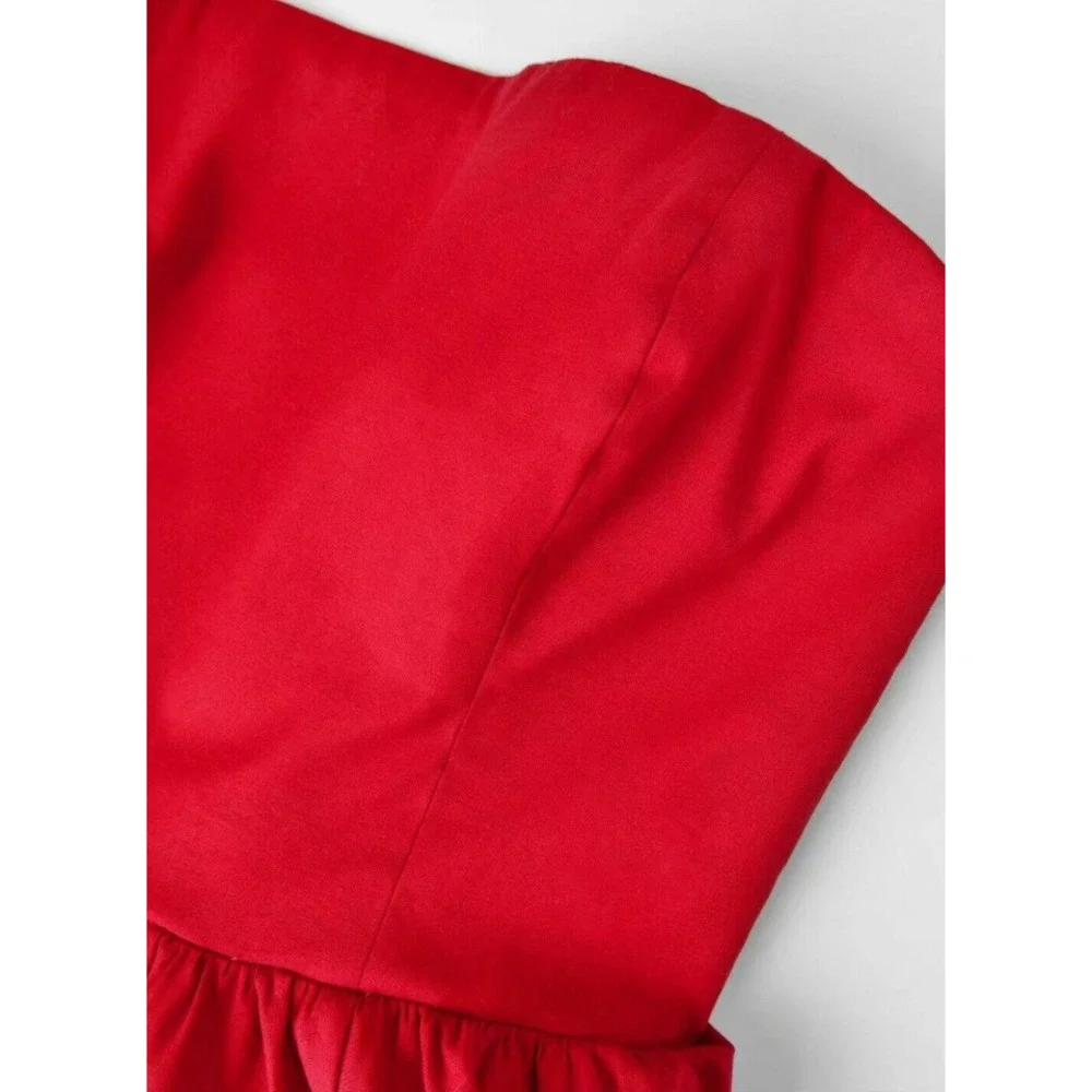 NWT! Reformation Fit & Flare Buttercup Strapless Midi Dress Cherry SIZE-10 - Picture 5 of 7